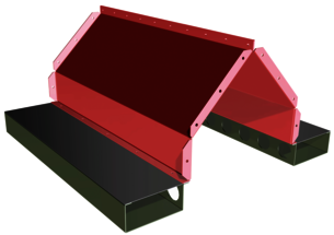 Planșeu de ventilație cu o substructură metalică pentru conducta de aer și un suport de acoperiș pentru golirea pneumatică a reziduurilor
